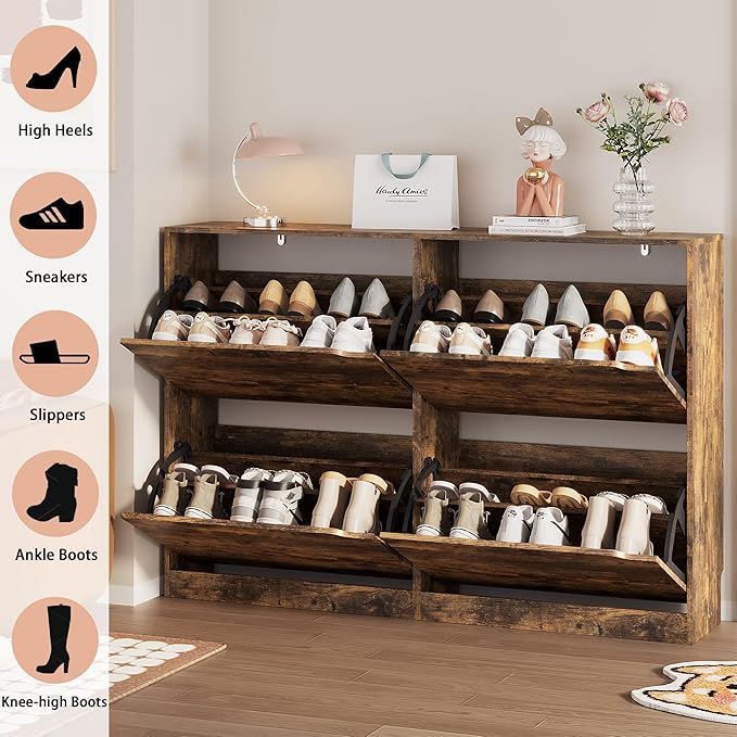 Shoe Storage Cabinet, Brown, 47.24" x 32.28" x 9.44"