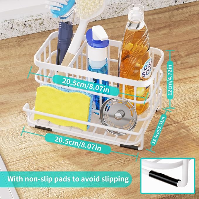 Sink Caddy Sponge Holder, Kitchen Sink Organizer with Drain Tray