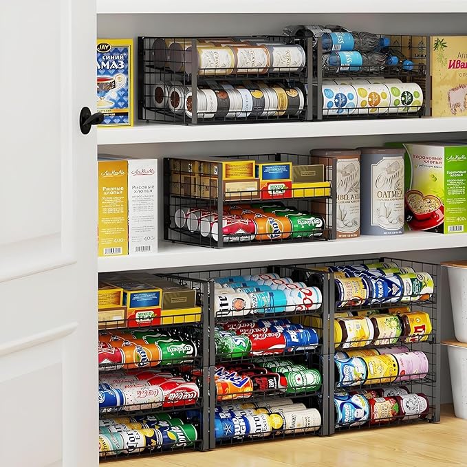 2-Tier Stackable Rack Organizer for Pantry, 4 Pack
