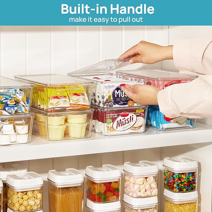 8pcs Clear Organizers and Storage Bins with Lids