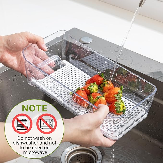 Imncya 5 Pack Fridge Organizer Bins, Clear Stackable Pull Out Refrigerator Drawer Organizer, Fridge Organizers and Storage Container for Fruits, Vegetables, Drinks, Food