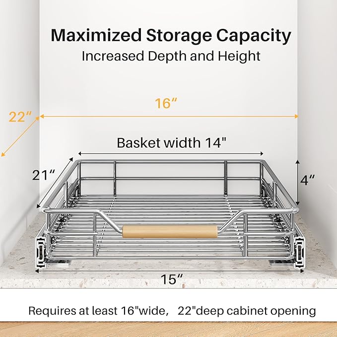 Pull out Cabinet Organizer, 15"W X 21"D