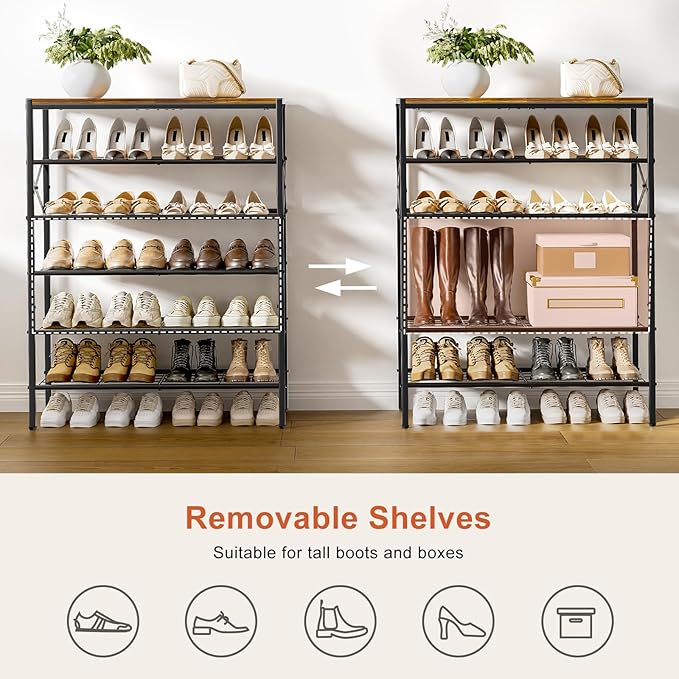 6-Tier Metal Shoe Rack Organizer Shoe Storage for Entryway 18-24 Pairs Narrow