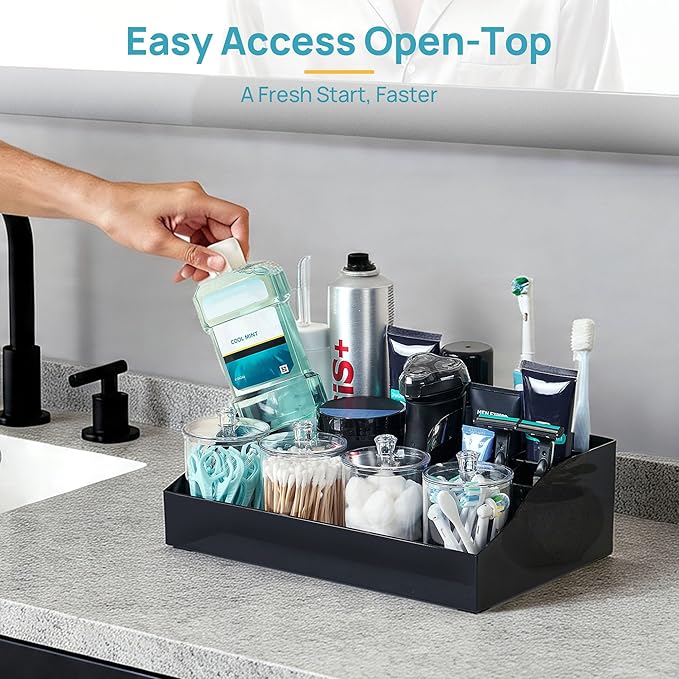 5 PCS Bathroom Countertop Organizer, Black