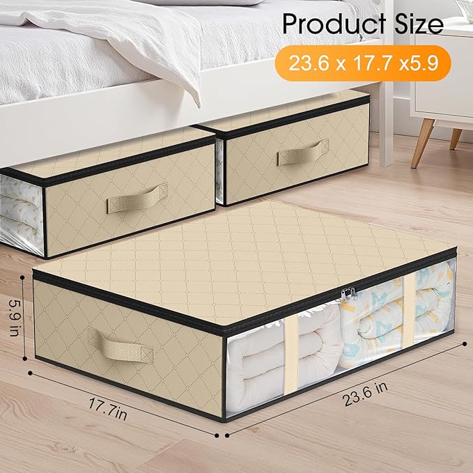Under Bed Storage Bags 2 Pack, Beige