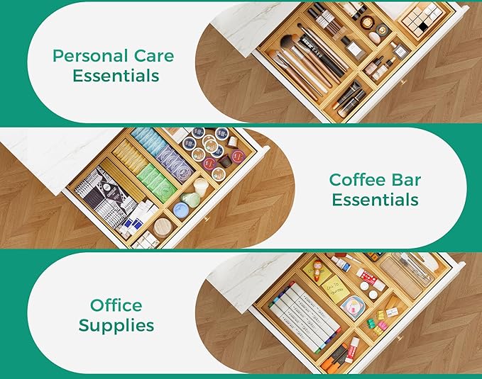 Long Bamboo Kitchen Drawer Organizer Boxes