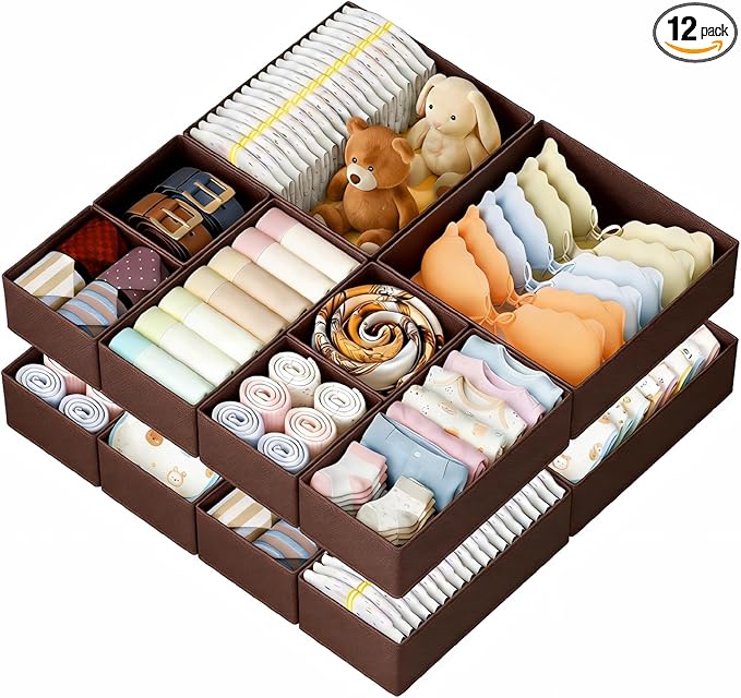 Drawer Organizer Clothes, 12 Pack Underwear Organizer