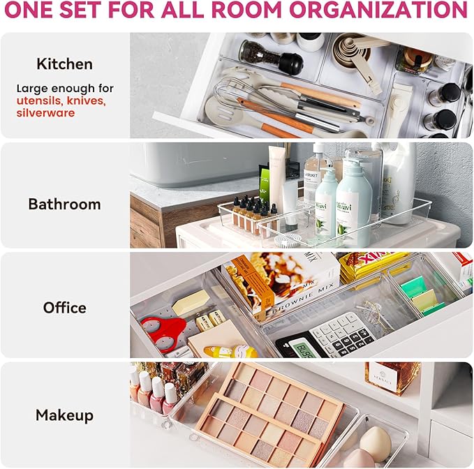 Large Drawer Organizer Bins 26 Pack