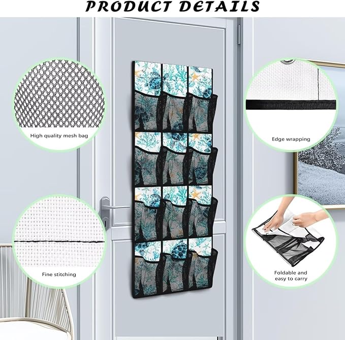 Blue Sea Turtle Behind The Door Shoe Organizer