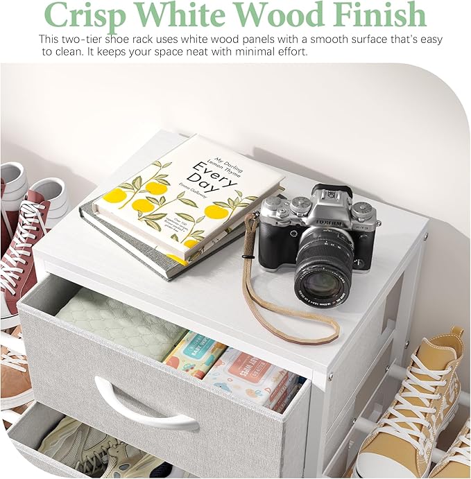 Cidaziya Expandable Closet Organizers and Storage,Wide Long 3 Drawer Dresser,White Fabric Storage Dresser, Clothes Shelves for Kids, Purse Organizer Small Shoe Rack for Closet Bedroom(47.24~71.47in)