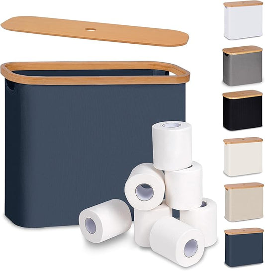 Toilet Paper Basket with Lid, Toilet Paper Organizer for Bathroom, Blue