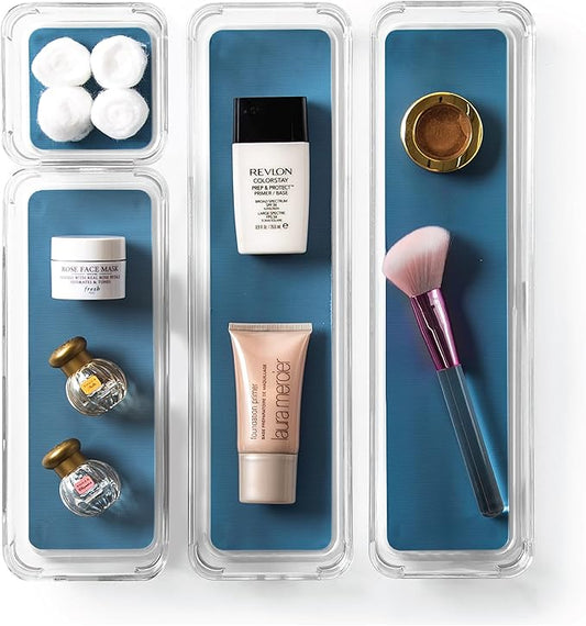 4-Piece Drawer Organizer Bin Set, Navy, Small, THE MODULAR+