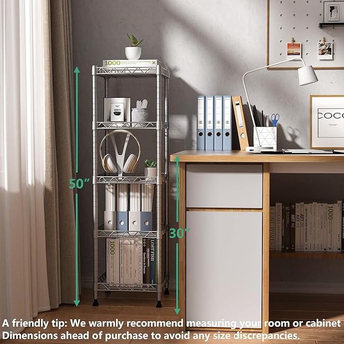 5 Tier Standing Shelving Metal Units, Matte/Glossy Finish)