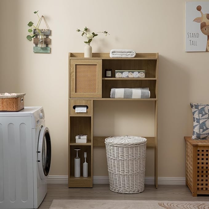 6Tier Over The Toilet Storage Cabinet, Burlywood
