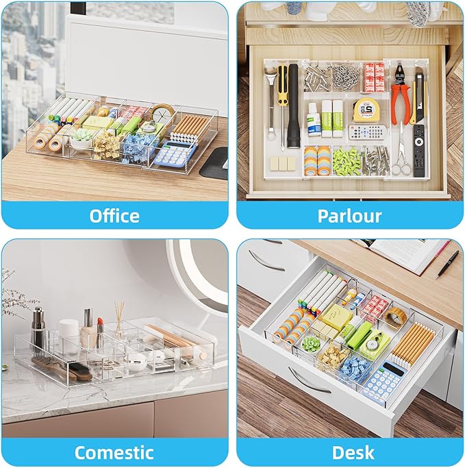 Acrylic Expandable Drawer Organizer, Makeup & Vanity