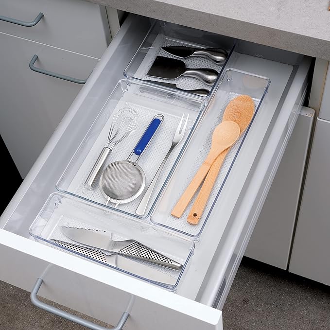 Oggi Clear Drawer Organizer | 3" X 12" | Pack of 2 | For Kitchen Drawers