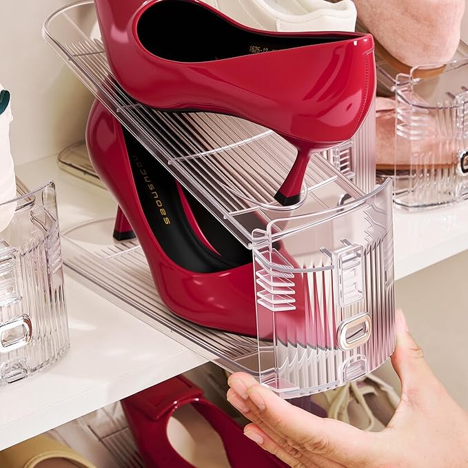 Shoe Slots Organizer, 24 Pack Transparent Shoe Stackers for A Pair of Shoes