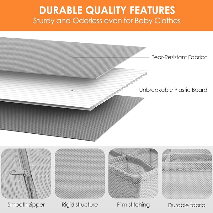 Drawer Organizer Clothes, 48 Compartments, Grey