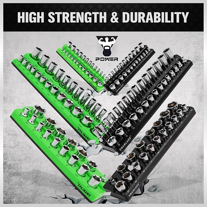 Magnetic Socket Organizer Holder Tool, 8PCS Set includes 2PCS 1/4", 4PCS 3/8"
