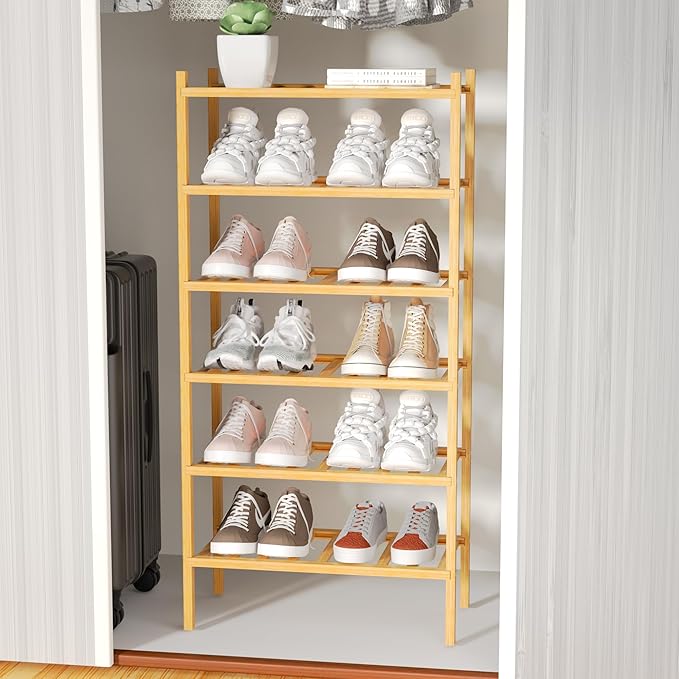 CRAFT 6-Tier Bamboo Small Shoe Rack, Natural