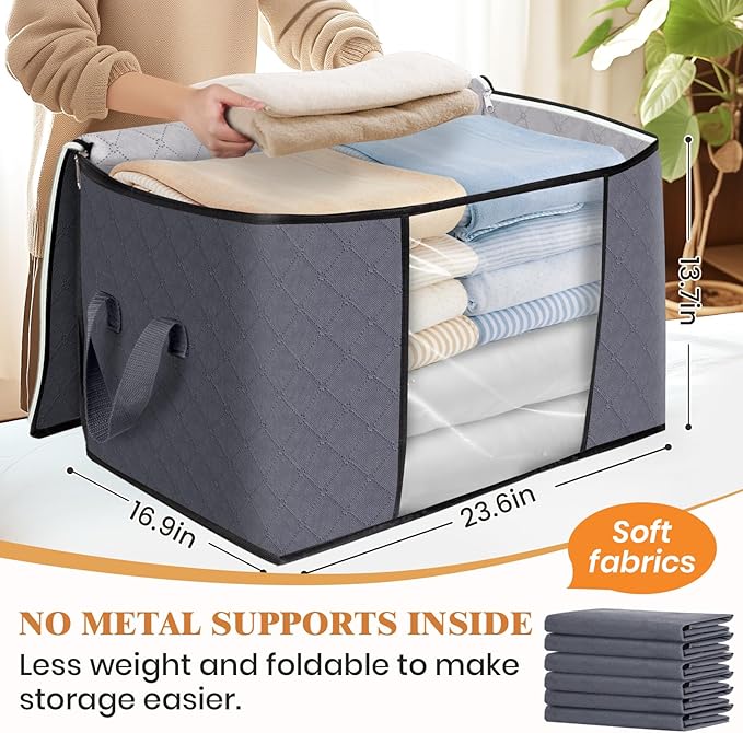 Fab totes 24 Gallons Clothes Storage, 10 Pack,Grey