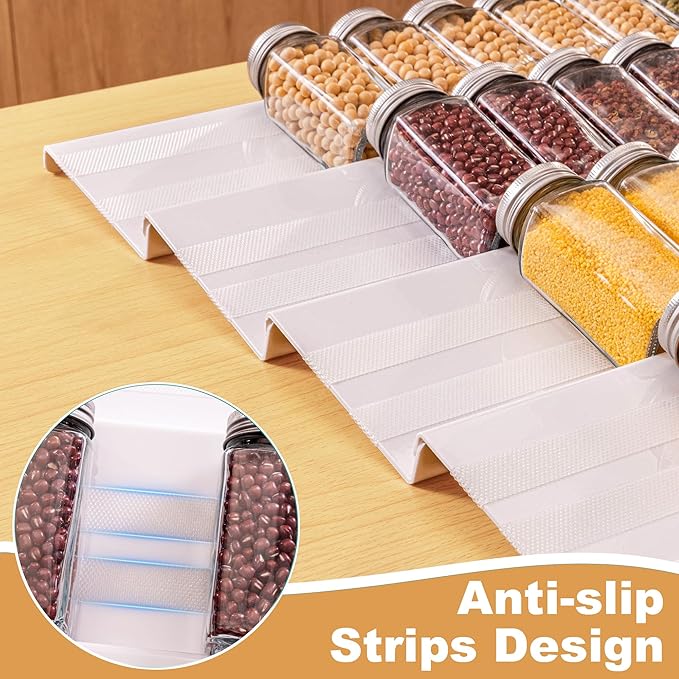 8-Pack Spice Rack for Drawer, Adjustable Seasoning Rack Tray, Expandable from 13" to 26", 2mm Acrylic, White, Kitchen Organizer and Storage (Jars Not Included)
