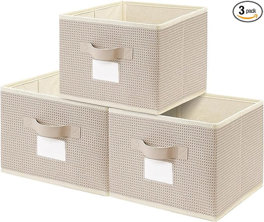 11 Inch Storage Cubes for Organizing, 3, Beige