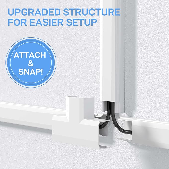 Delamu Cord Hider Wall, Cord Covers for 2-3 Wires, Easy Set up Cable Hider Wire Covers for Cords on Wall, Self-Adhesive Wire Hiders for TV on Wall, Cable Cover Management Kit, W1.0 H0.53in, White