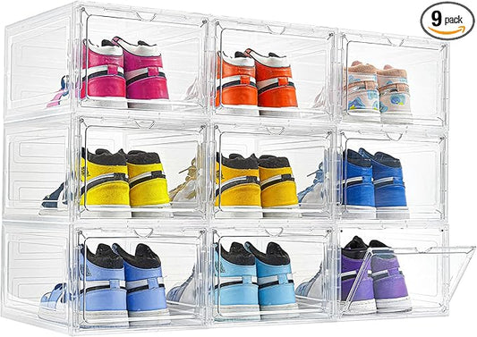 9 Pack X-Large Shoe Storage Box, Thicken&Sturdy with Clear Magnetic Door