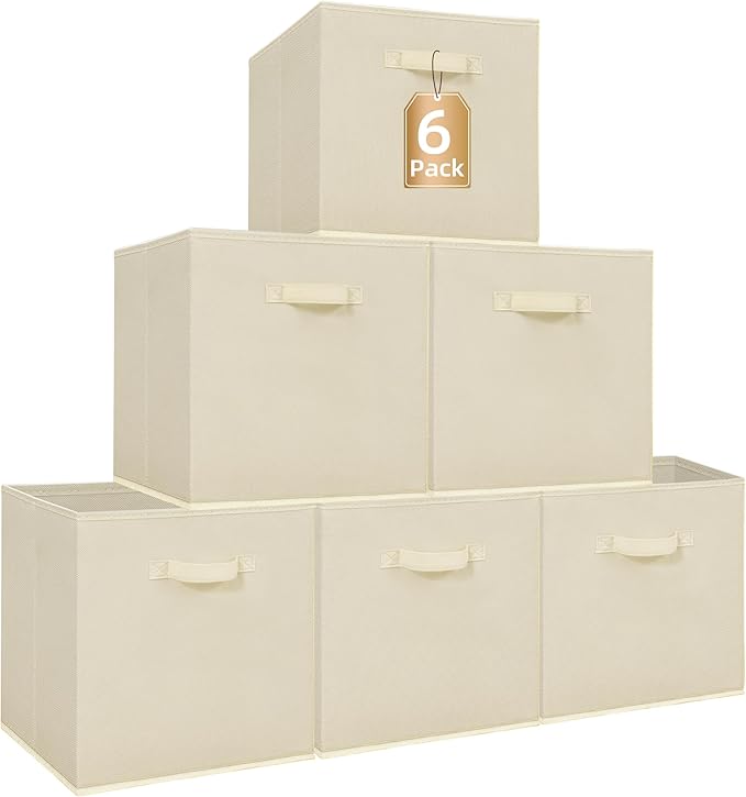 STORAGE MANIAC Storage Cubes, 6-Pack Beige