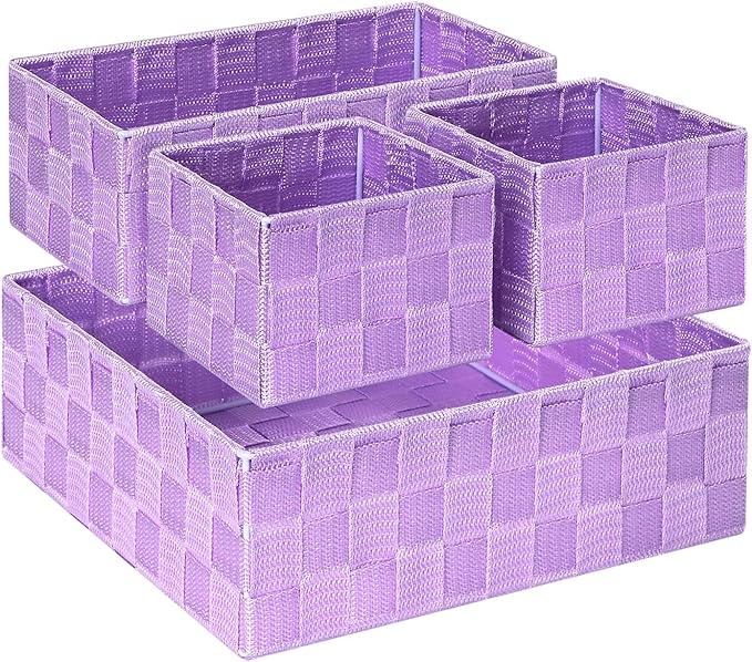 Woven Storage Baskets for Organizing, Purple