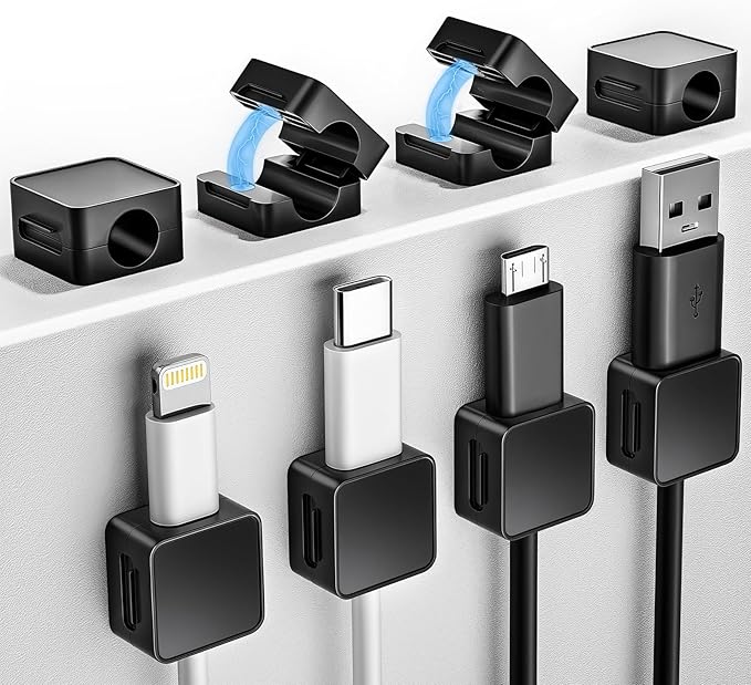8 Pack Magnetic Cord Organizer Holder, Adjustable Cable Clips