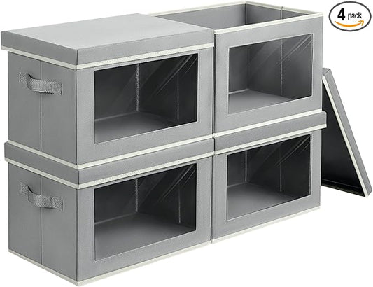 Collapsible Storage Bins with Lids, 4 Pack Closet Cubes for Organization