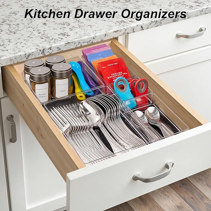7-Piece Drawer Organizer with Non-Slip Silicone Pads