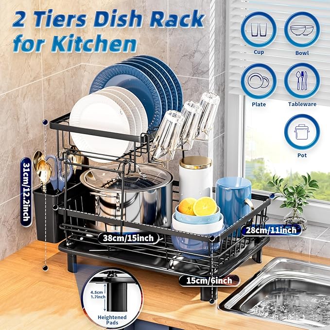 Dish Drying Rack, Stainless Steel-Dish Rack, Dish Racks for Kitchen Counter