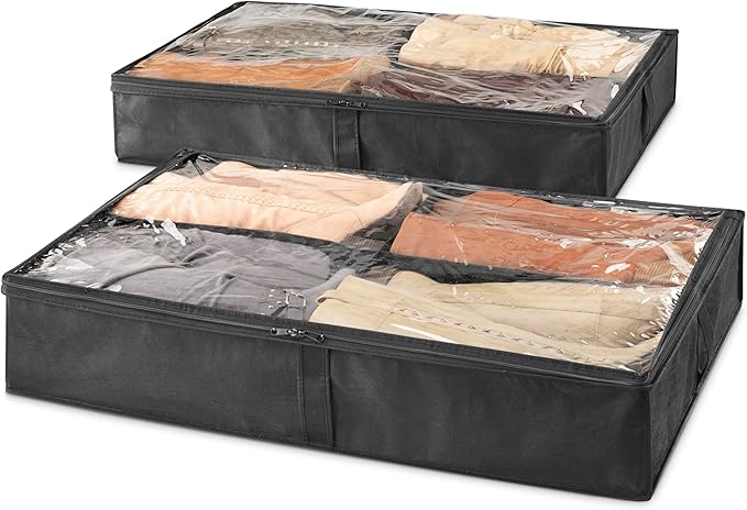 Whitmor 4 Section Underbed Boot Bag Set of 2 - Black