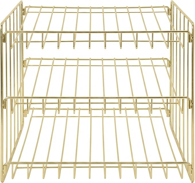 Kitchen Details 3 Tier Can Storage Organizer Rack in Gold