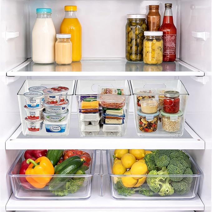 Sorbus Clear Storage Bins, 10 Pack Large Organization Bins with Handles – Clear Storage Containers for Storage, Pantry, Fridge, Cabinet, Closet & Kitchen Organization – BPA-Free Plastic