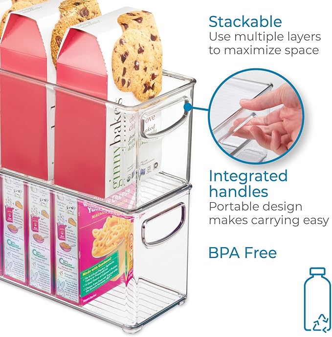Slim Clear Plastic Stackable Storage Bin