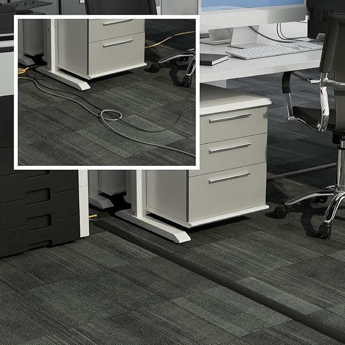 D-Line 30ft Floor Cord Cover, Floor Cable Protector, Extension Cord Cover, Black
