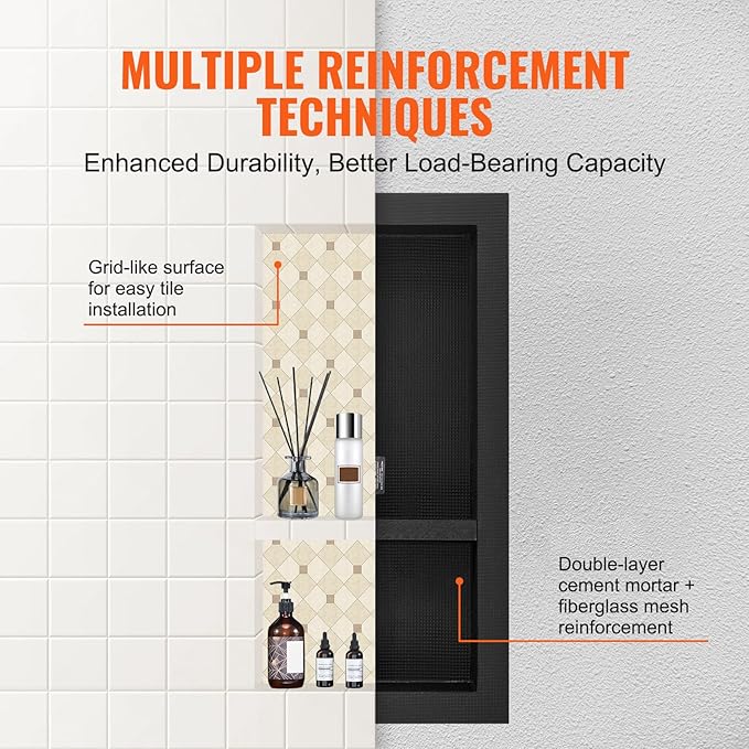 Shower Niche Ready for Tile 16" x 24", Double Shelf Organizer