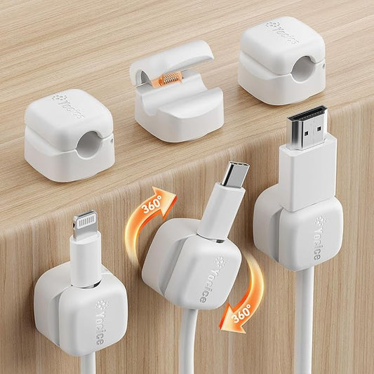 6Pack Rotatable Cord Organizer, White