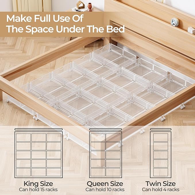 Under Bed Storage with Wheels, 2 Pack Under Bed Shoe Storage Organizer Drawer