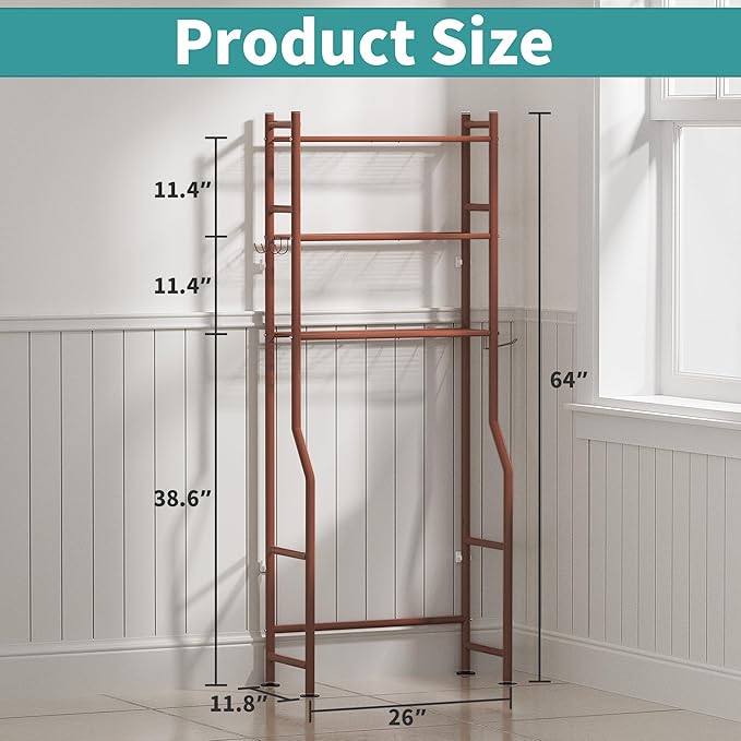 3-Tier Over The Toilet Storage Organizer, Bronze