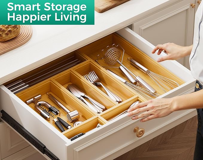 Bamboo Kitchen Drawer Organizer Boxes