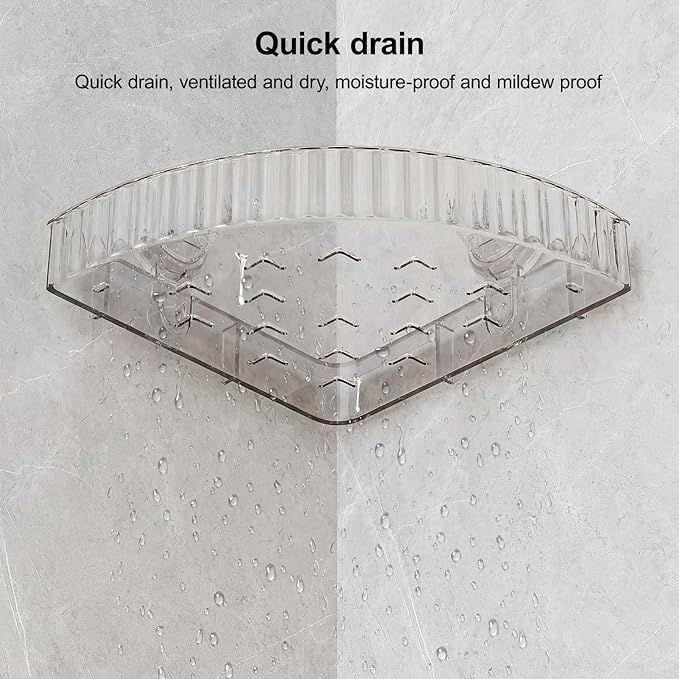 Adhesive Shower Caddy Suction Cup Shower Shelves for Inside Shower No Drilling Bathroom Organizers and Storage Corner Wall Shelf Rack Clear(clear,corner)