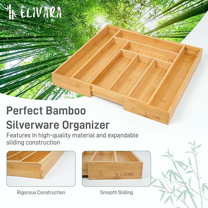 100% Bamboo Expandable Drawer Organizer