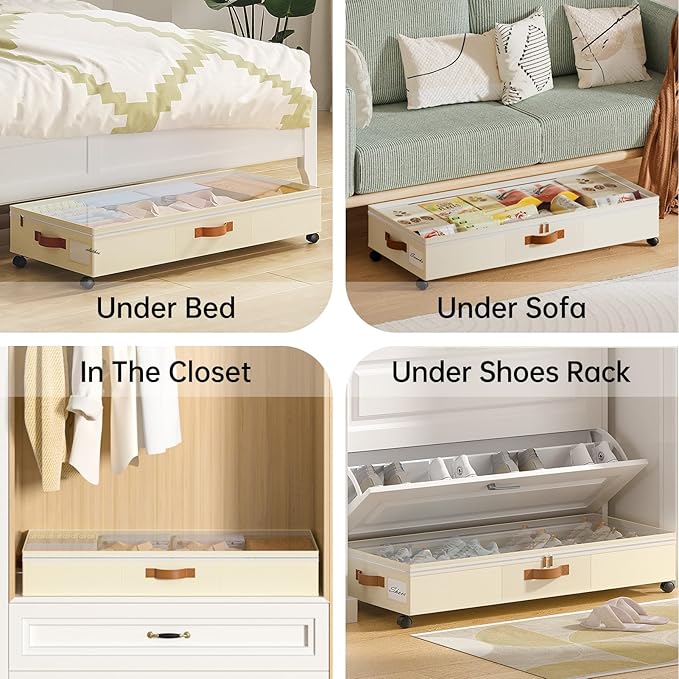 Under Bed Storage with Wheels, 2 Pack