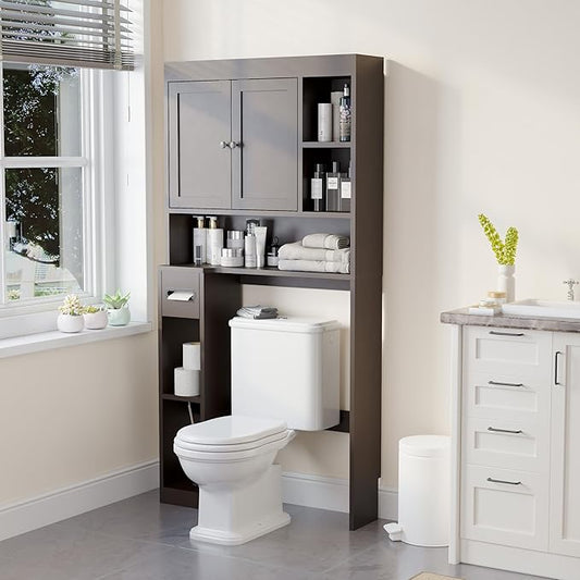 Over The Toilet Storage Cabinet with 7 Shelves, Espresso