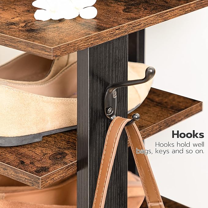 8 Tiers Vertical Shoe Rack, Rustic Brown BF07XJ01G1